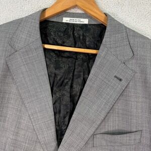 Joseph Abboud Blazer Jacket Men 50L Gray Super 120's Tollegno Wool Casual Preppy
